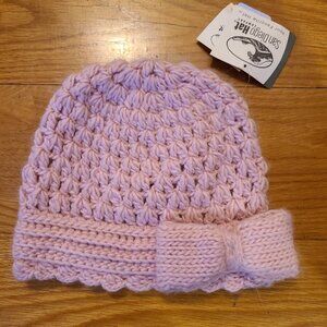 NWT Cable Knit Pink Hat with Bow Size 2-4 years